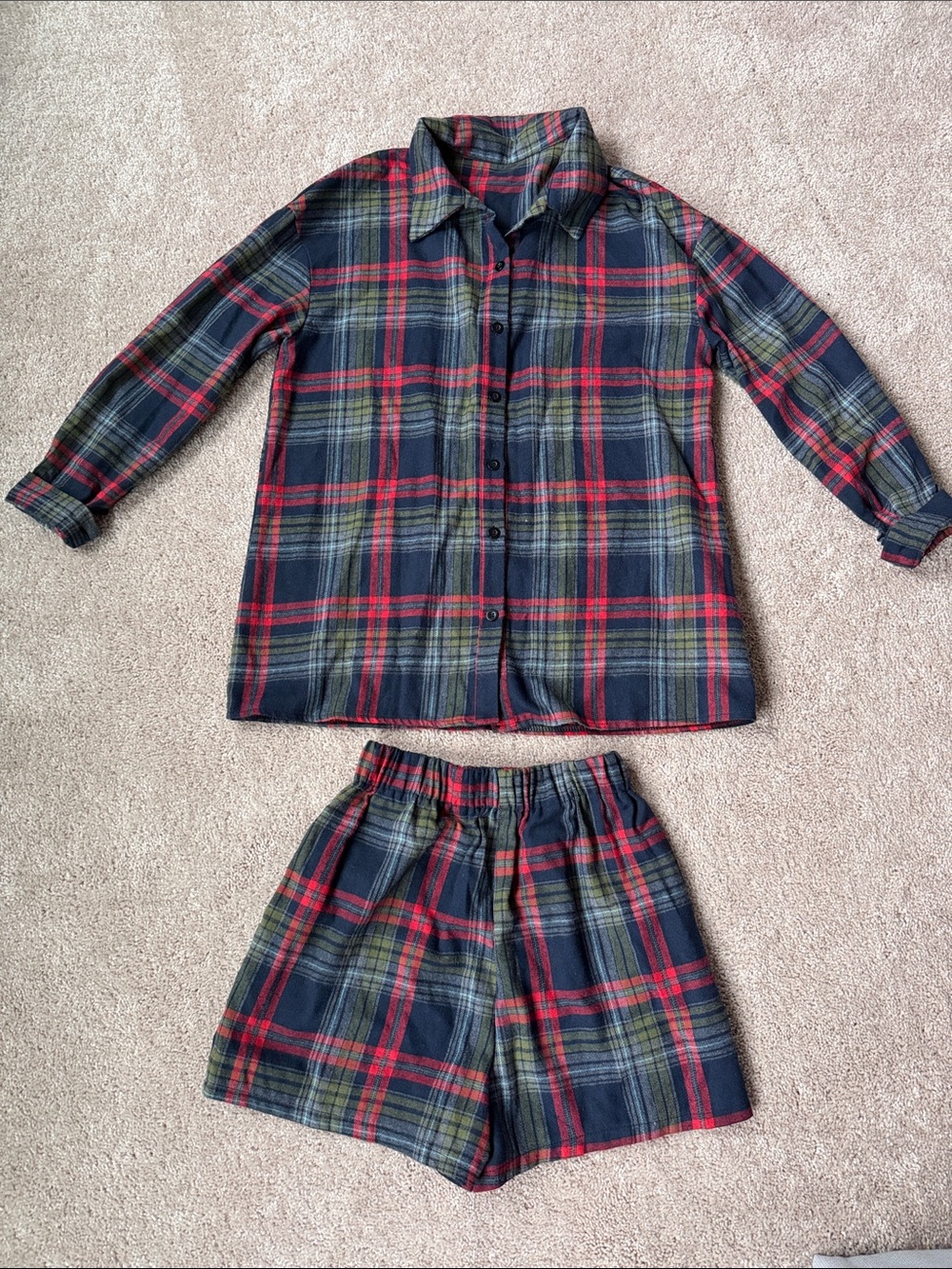 ‼️ 2 Piece Plaid Flannel Shirt and Shorts ‼️